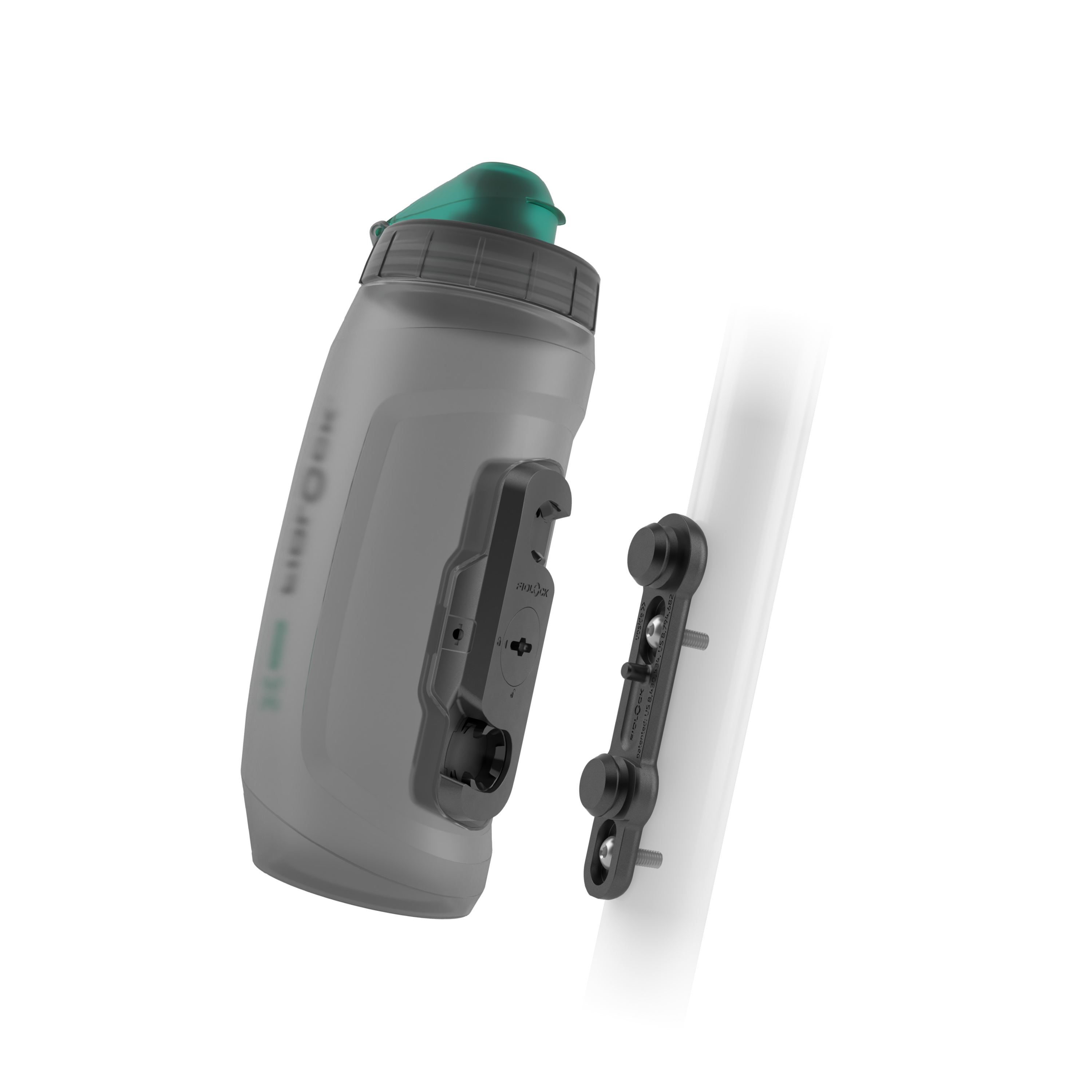 Fidlock TWIST bottle 590 Antibacterial + bike base - transparent black, FIDLOCK-logo