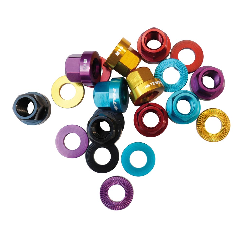 Halo Axel Nut Pair 14mm, 17mm SKT Fit Inc. Washers