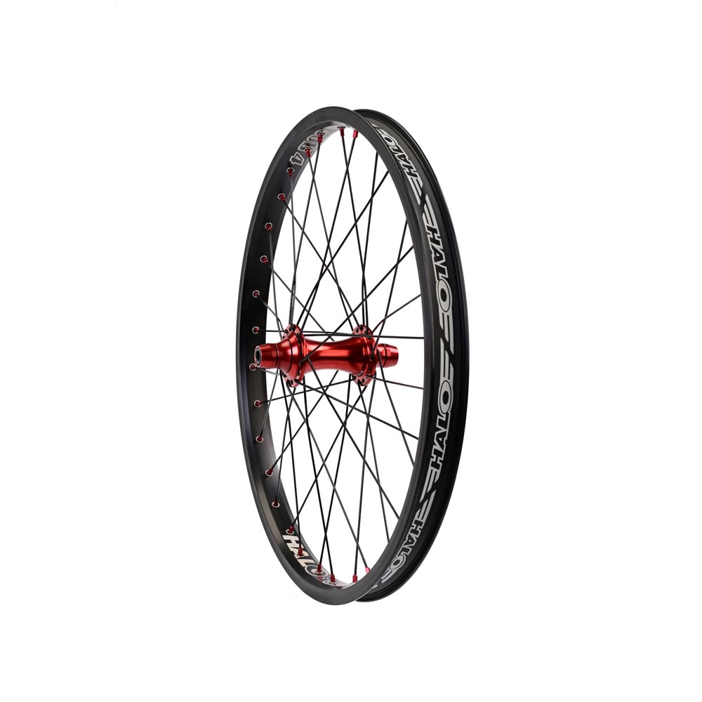 
Halo Sub-4 BMX Racing Front Wheel MXR Hub Black - rød nav