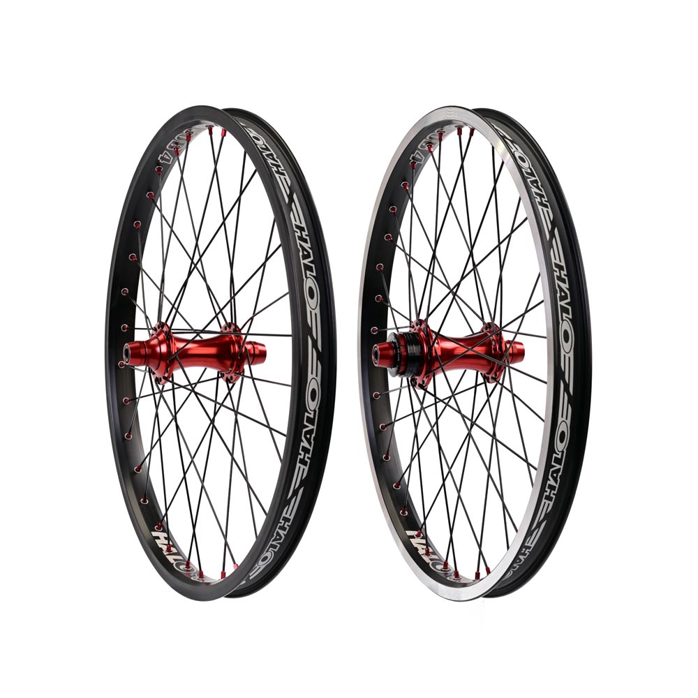 Halo Sub-4 BMX Racing Front Wheel MXR Hub Black - rød nav