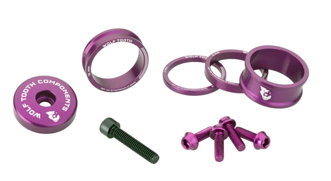 Wolf Tooth Anodized Color Kit - Aluminum Spacers and A-head Cap 